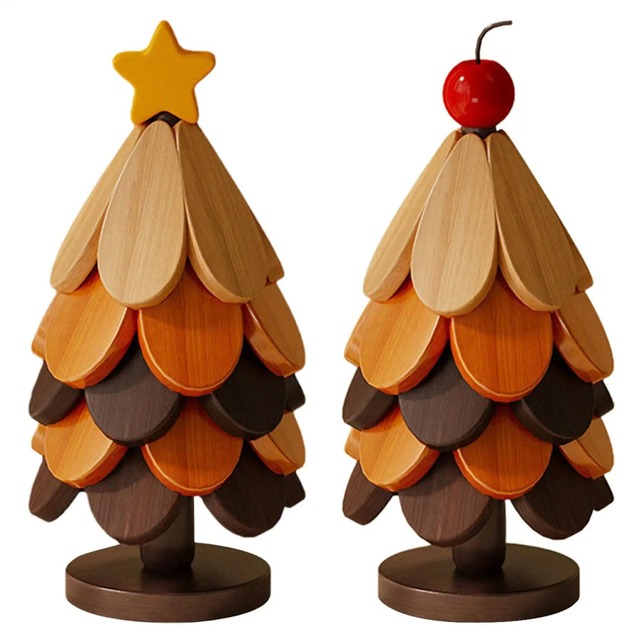 Foldable Christmas Tree Wooden Trivet Set