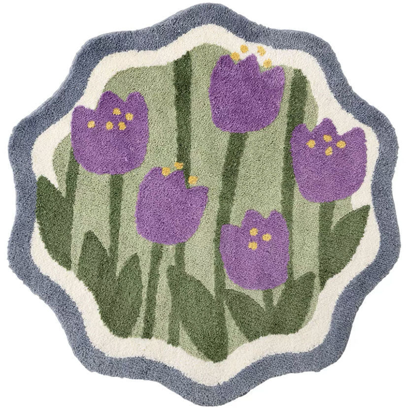 Soft Flower Round Bedside Rug Fluffy Plush Bedroom - product image 6