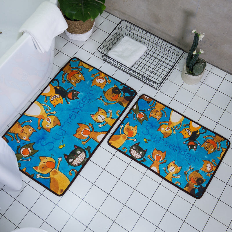 Cute Cat Entrance Doormat Living Room Rug