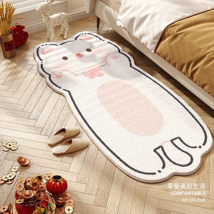 Bedroom Cartoon Cute Kitten Thickened Cashmere Rug