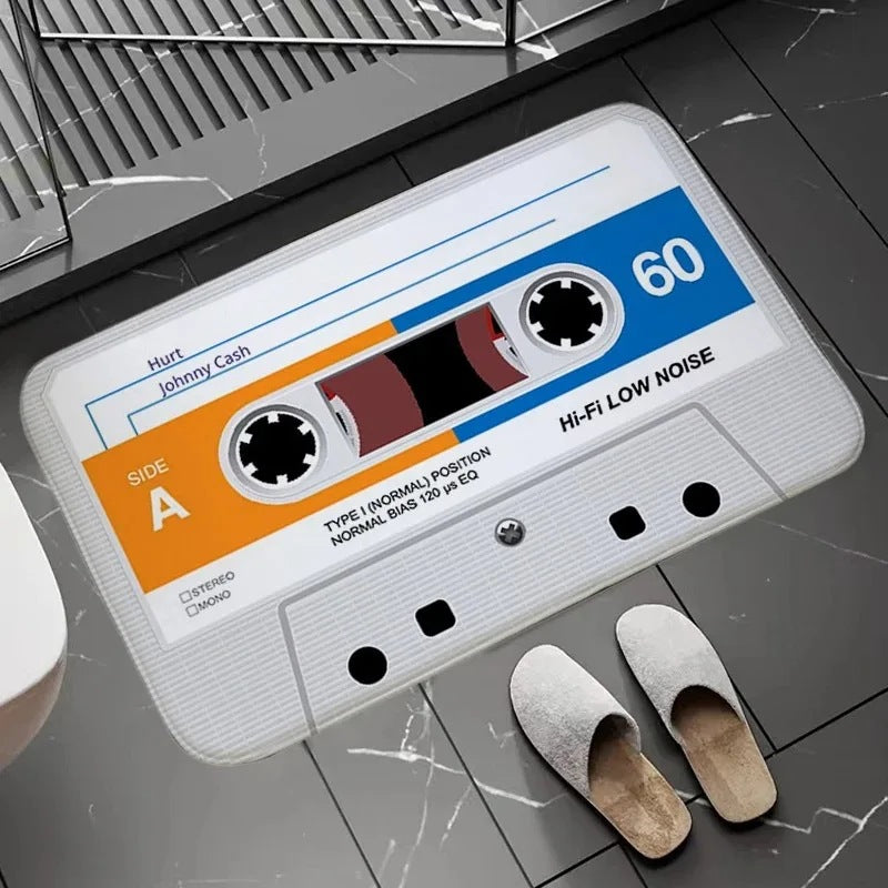Cassette-Style Flannel Bath Mat Bathroom Rug
