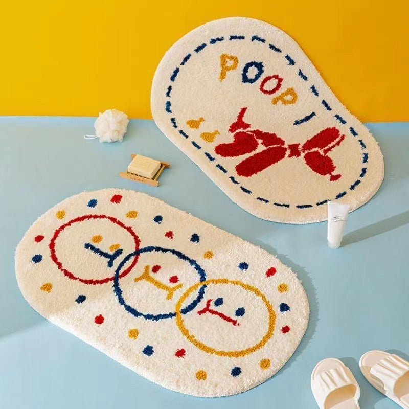 Cute Cartoon Cashmere Rug Bathroom Absorbent