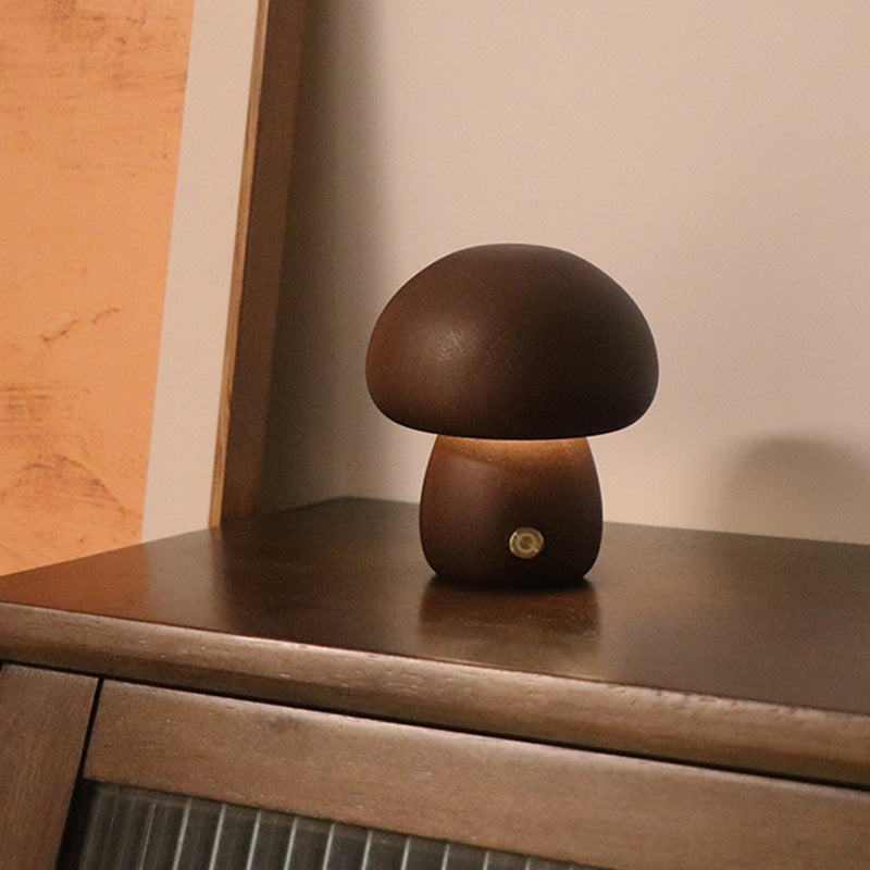 Wooden Mushroom Touch LED Night Light