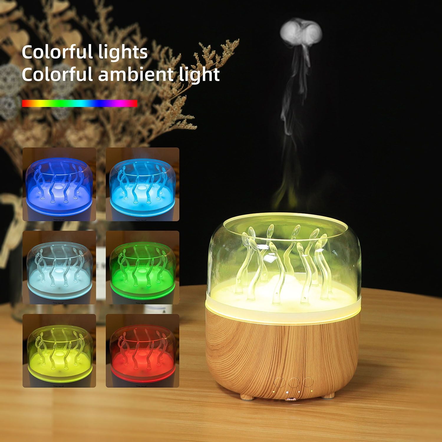 Wood-Grain Jellyfish Mist Ambience Light