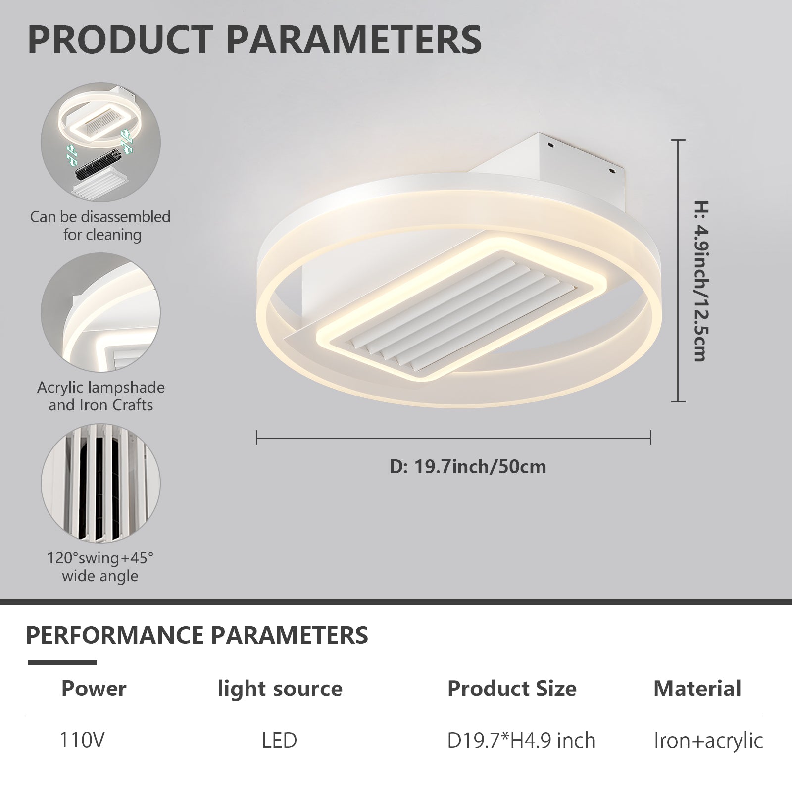 Bladeless Fan Lamp With Lights Dimmable LED - product image 6