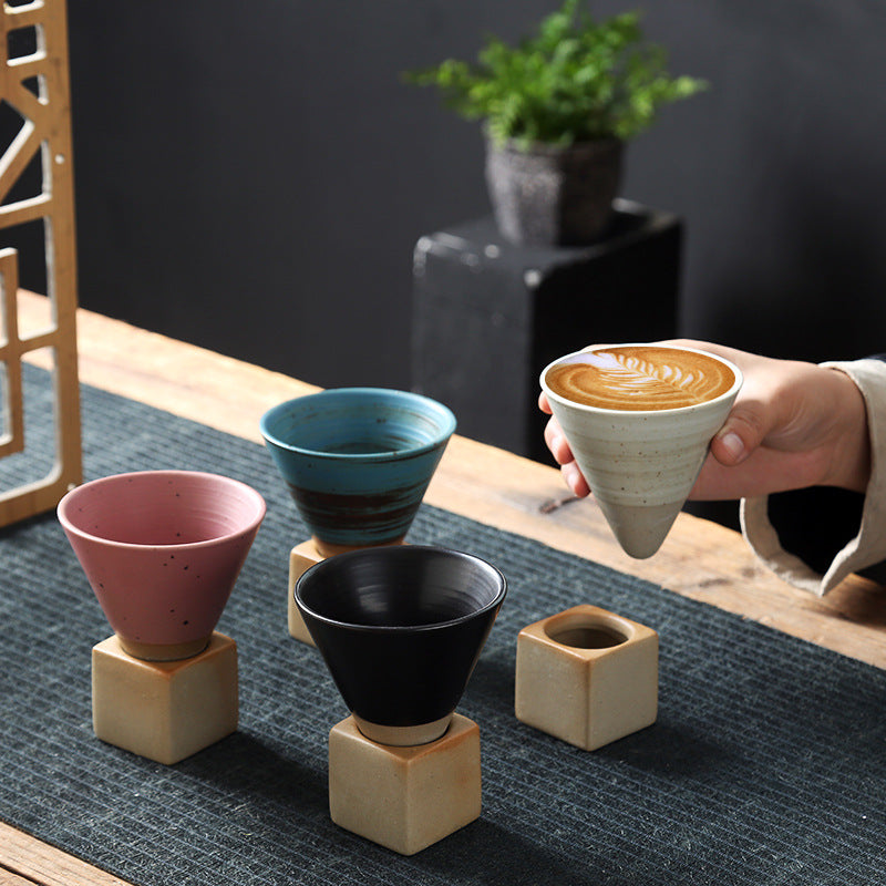 Stoneware Espresso Cup Creative With Base Vintage Ceramic - product image 2