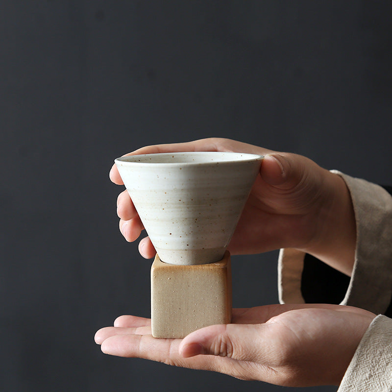 Stoneware Espresso Cup Creative With Base Vintage Ceramic - product image 4