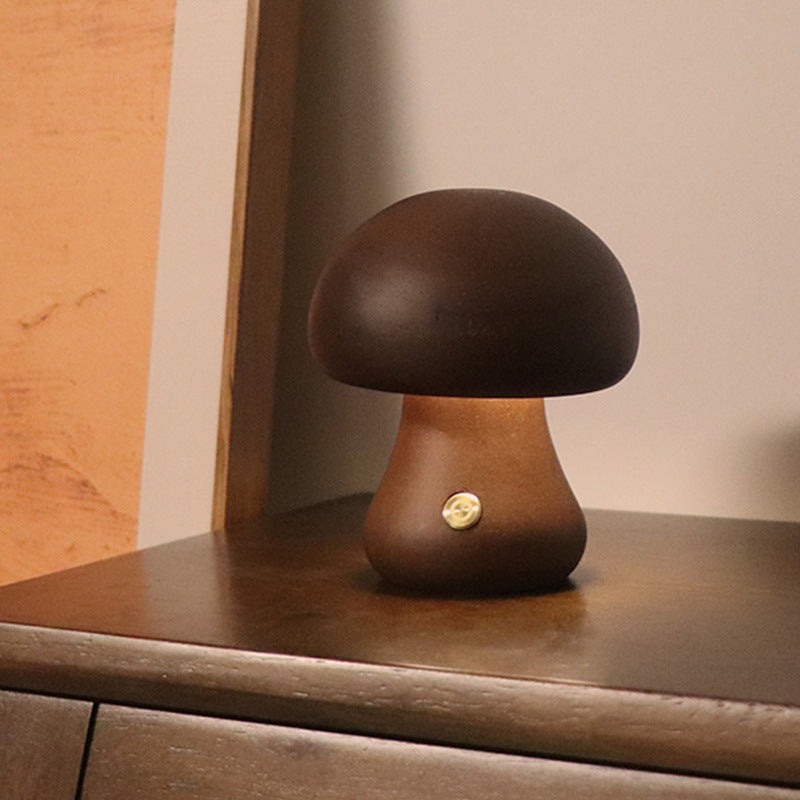 Wooden Mushroom Touch LED Night Light