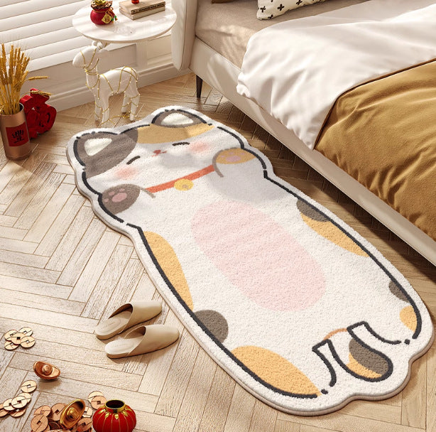 Bedroom Cartoon Cute Kitten Thickened Cashmere Rug