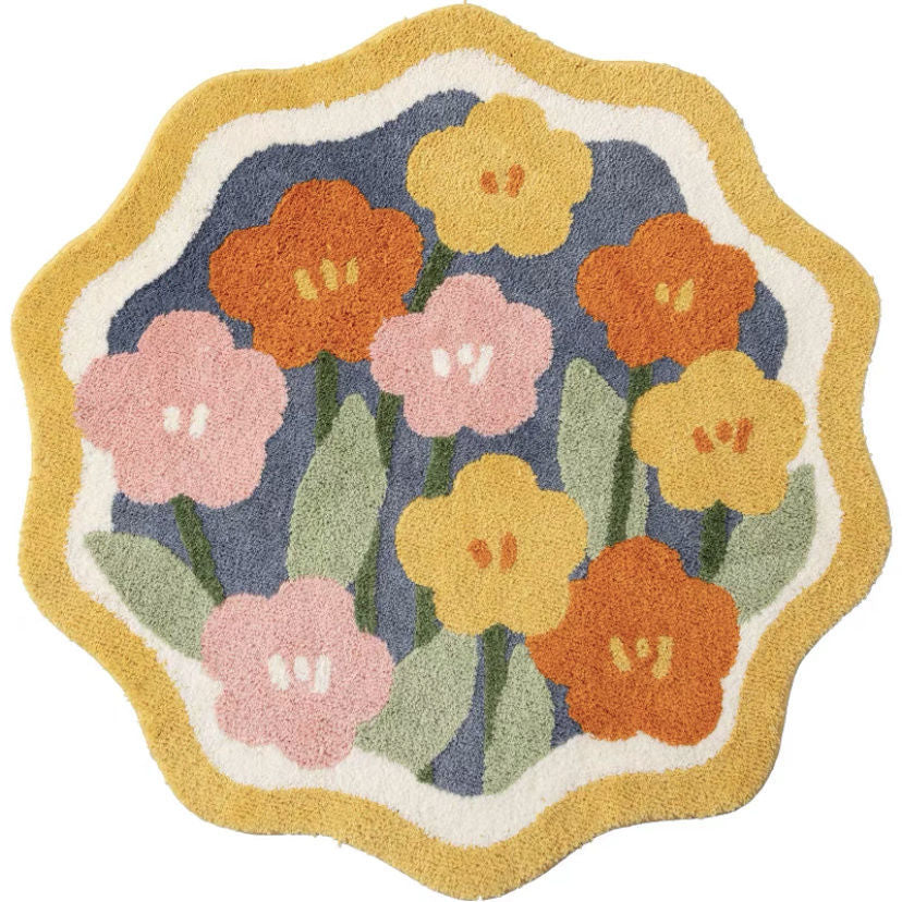Soft Flower Round Bedside Rug Fluffy Plush Bedroom - product image 5