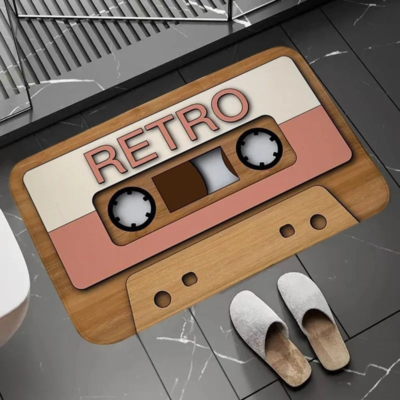 Cassette-Style Flannel Bath Mat Bathroom Rug