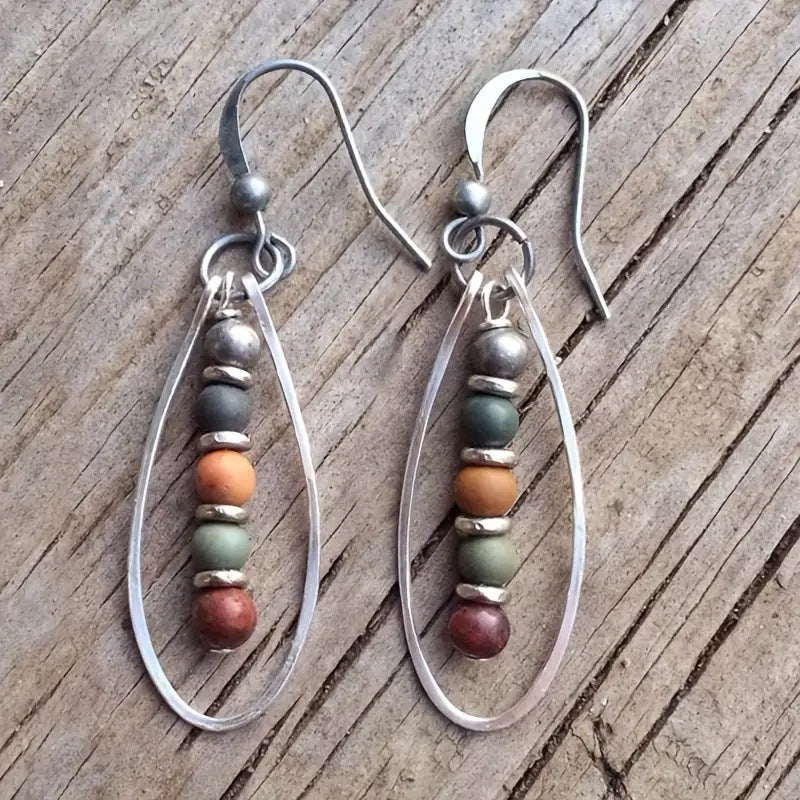 Turquoise Beaded Bohemian Vintage Earrings
