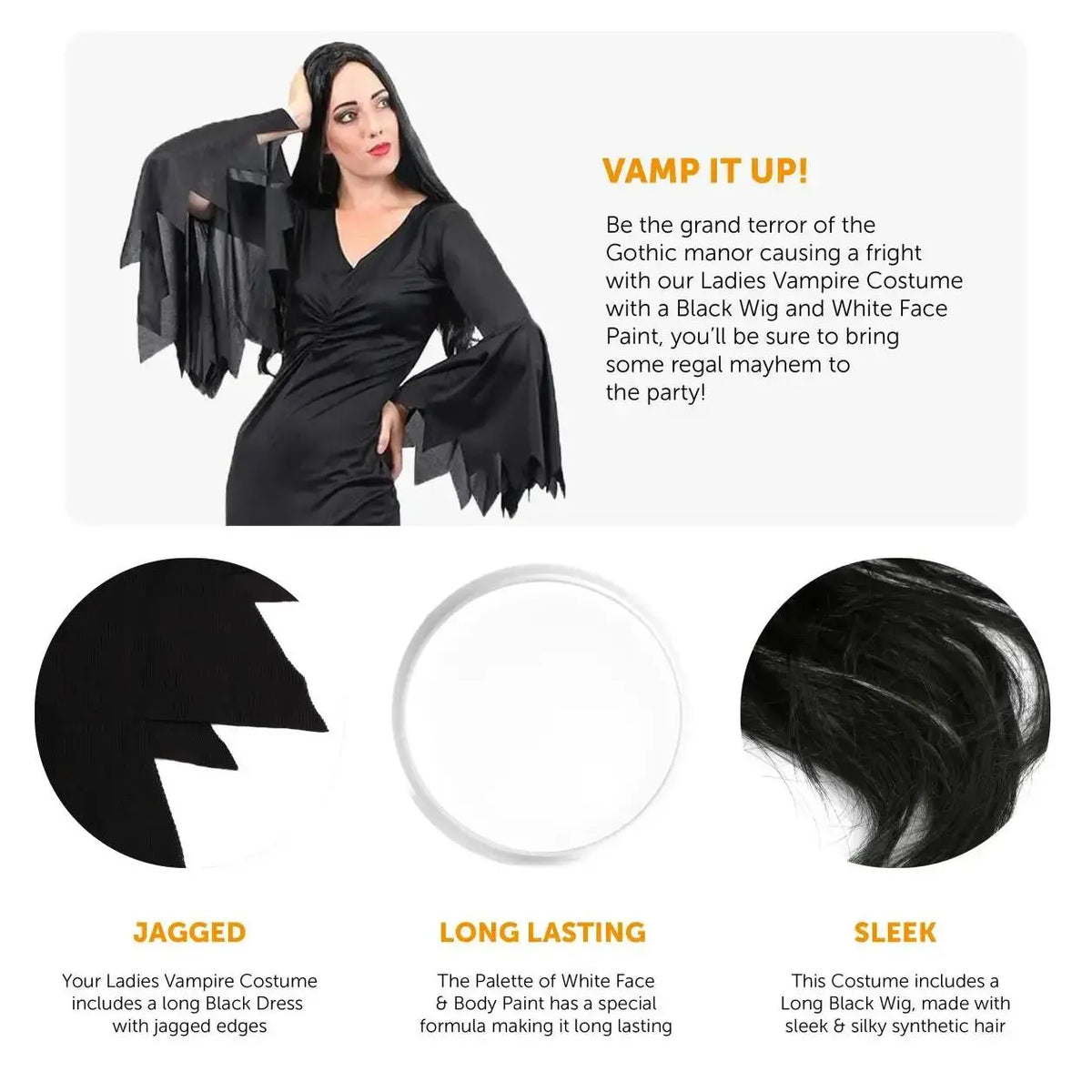 Women's Gothic Vampire Halloween Costume Set