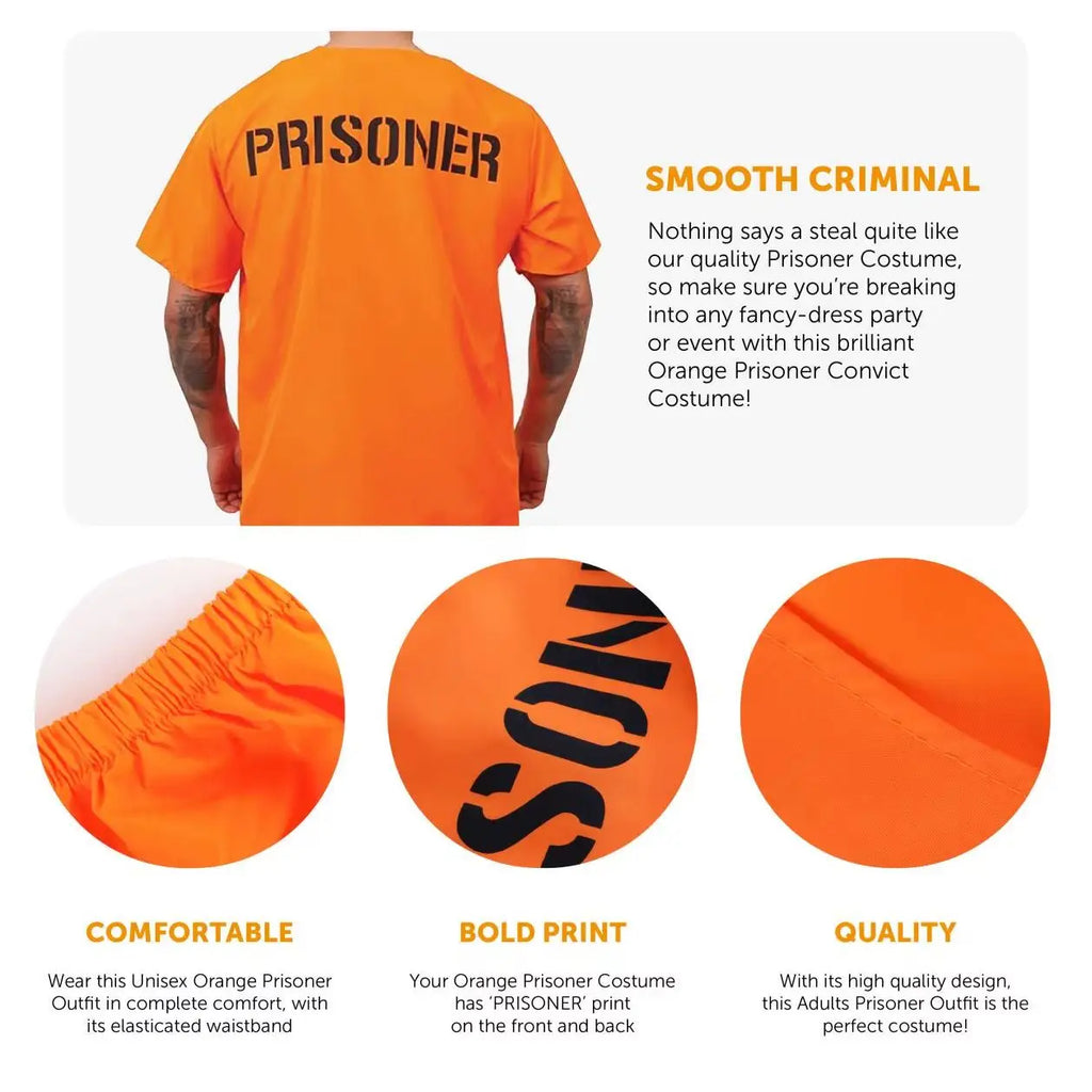 Men's Orange Prisoner Costume Set