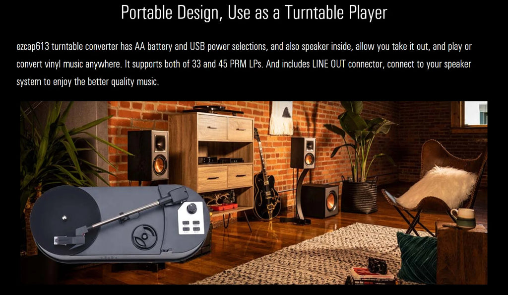 EZCAP613 Vinyl-to-MP3 Record Player