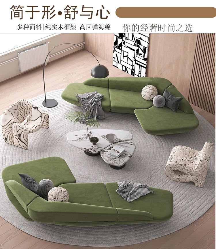 Modern Curved Lounge Sofa & Side Table Collection