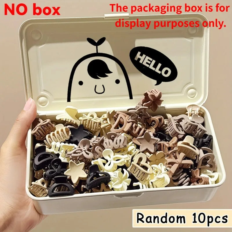 Mini Beige Hair Claw Clip Set