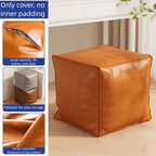 Unstuffed PU Leather Storage Ottoman Cover