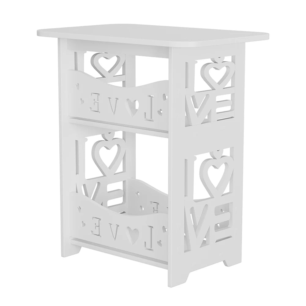 2-Tier PVC Side Table Nightstand