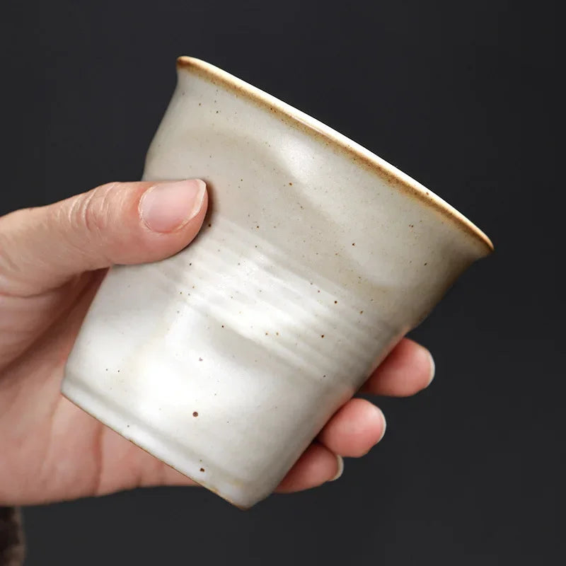 Hand-Pinched Pleated Stoneware Coffee Cup