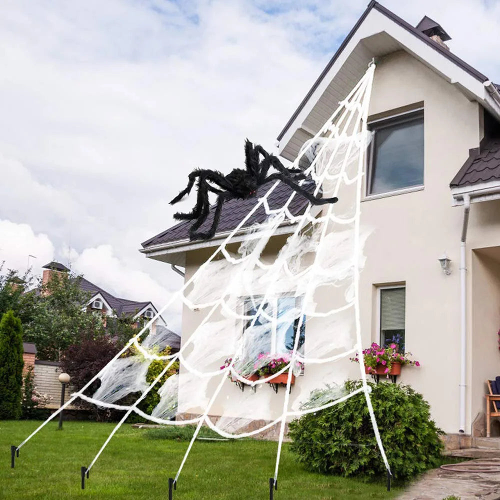5m Plush Halloween Spider Web Decoration