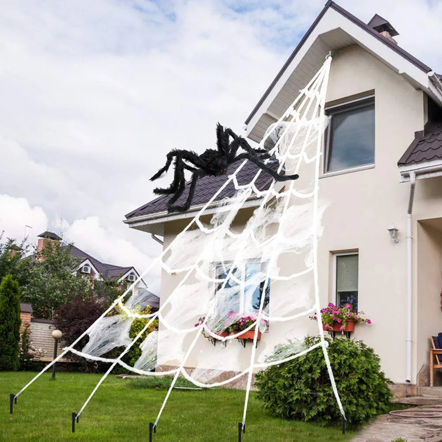 5m Plush Halloween Spider Web Decoration