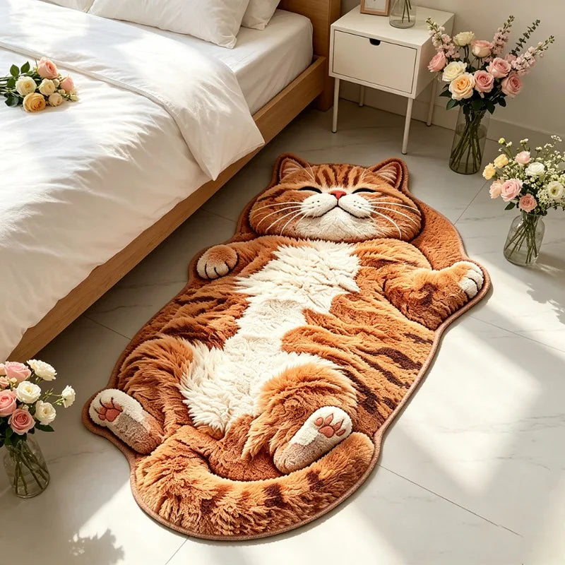 Cute Cat-Shaped Fleece Area Rug