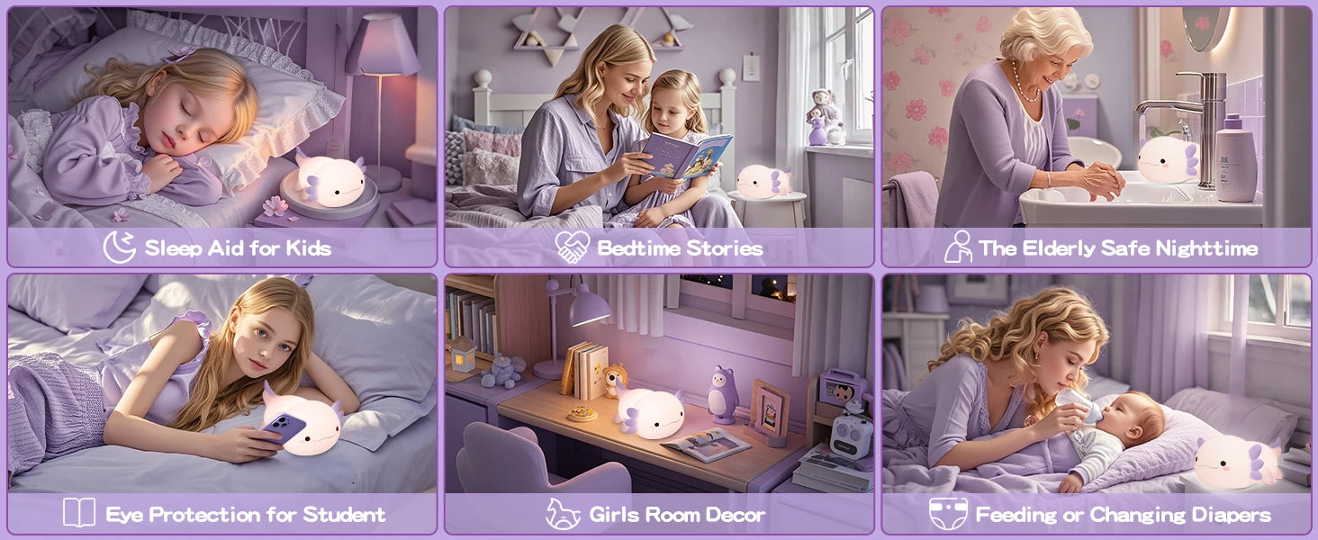 Purple Axolotl Silicone Night Light