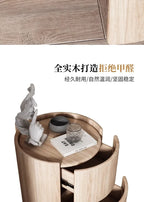 Round Solid Pine Wood Nightstand