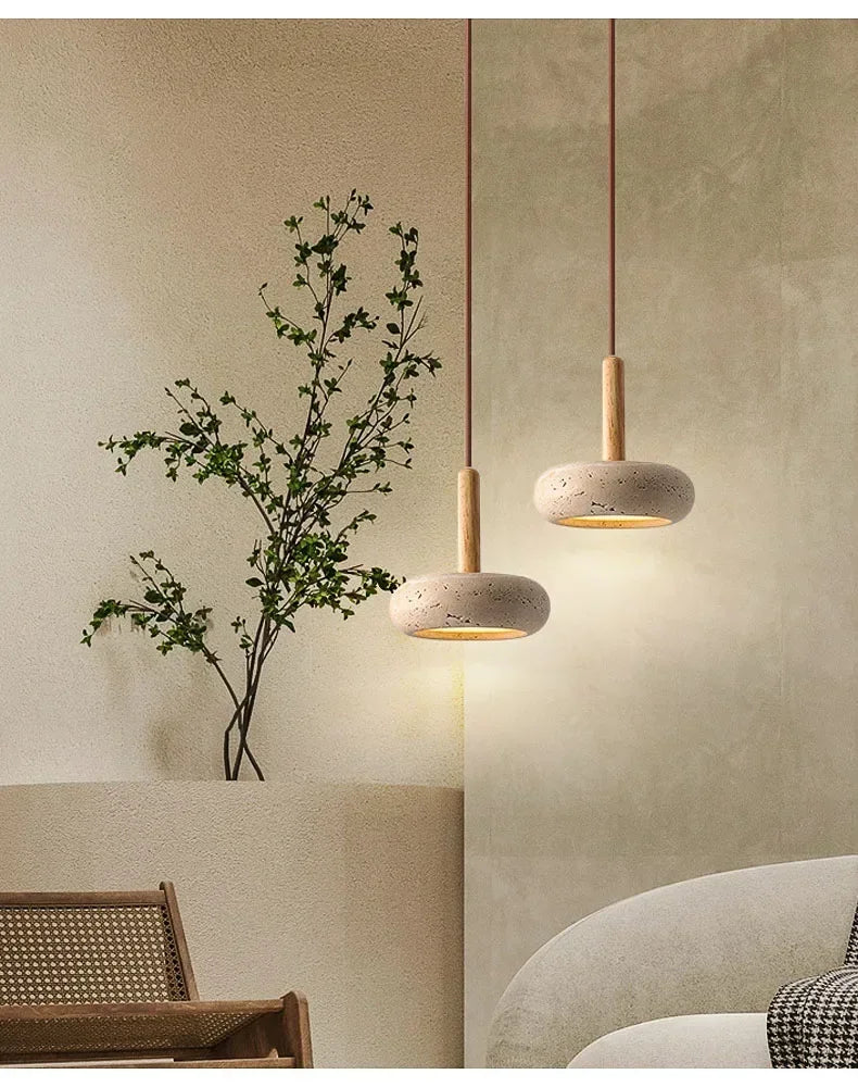 Wabi-Sabi Circular Stone Pendant Light