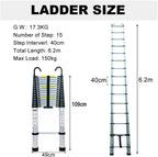 DayPlus 6.2m Telescopic Ladder with Detachable Hooks