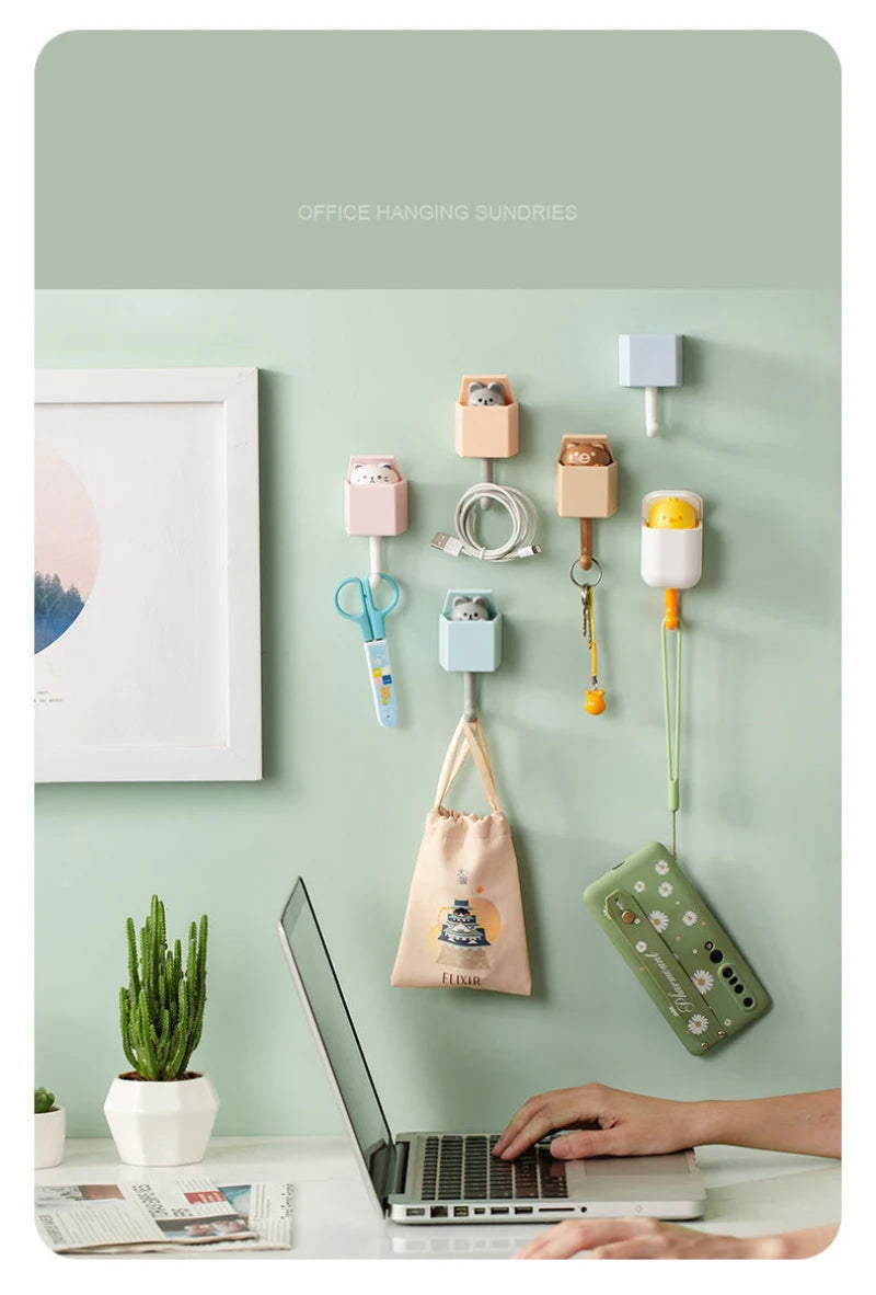 Adhesive Cartoon Cat Wall Hooks