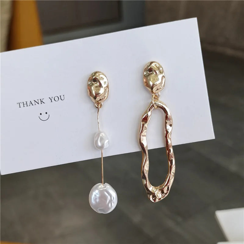 Asymmetrical Baroque Pearl Stud Earrings