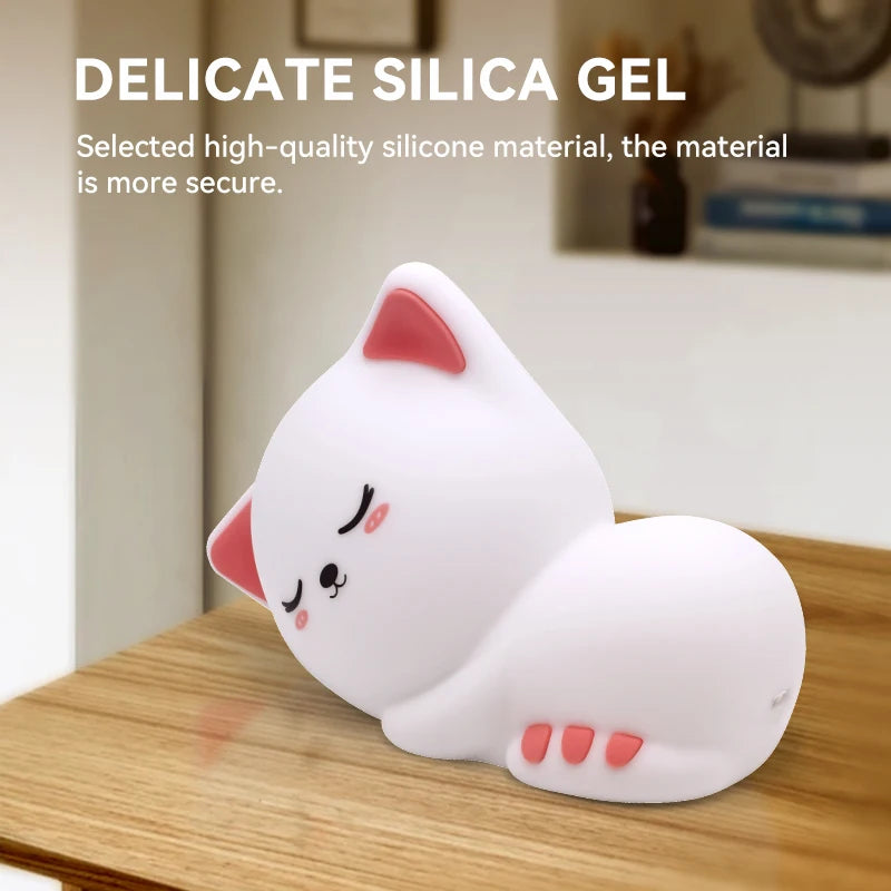Touch-Dimming Sleepy Cat Night Light