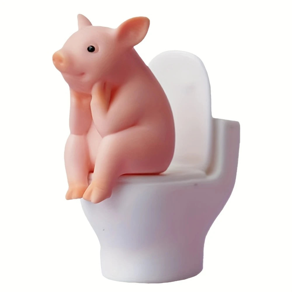 Funny Pig Bathroom Statue