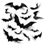 3D Black Bat Halloween Wall Decoration Set