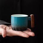 Handmade Ceramic Cup with Wooden Handle