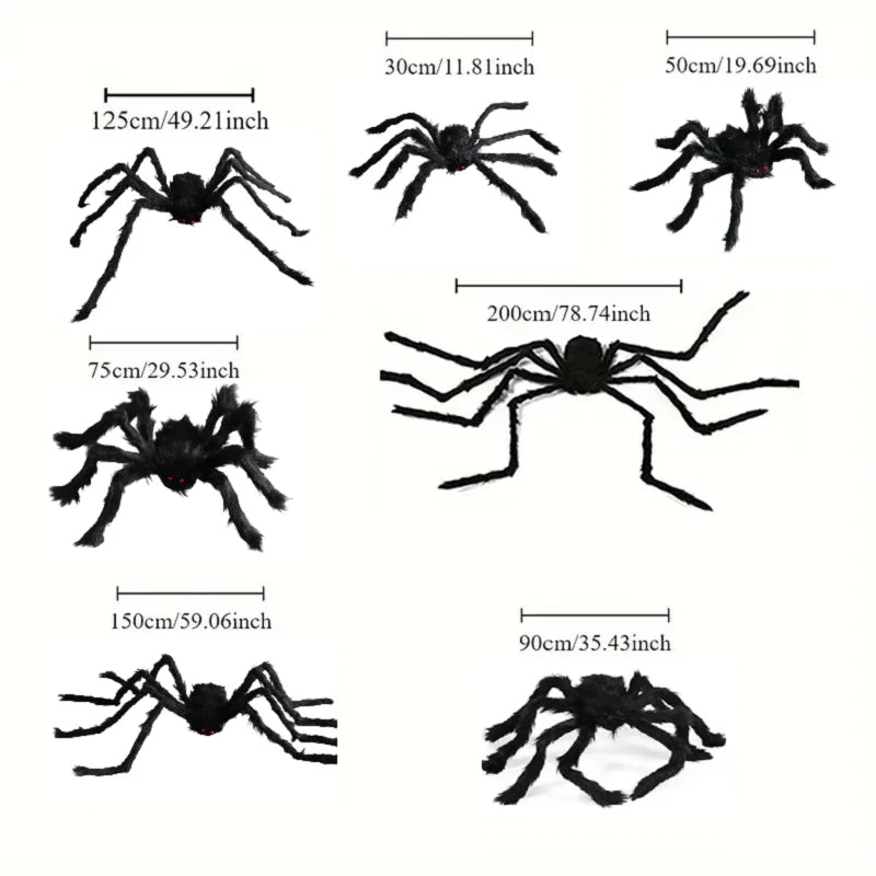 Giant Black Plush Halloween Spider Decoration