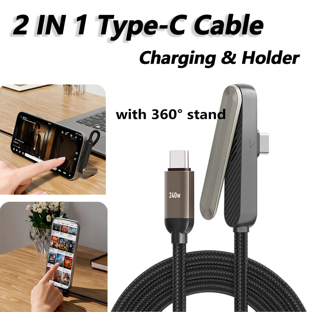 2-in-1 USB-C Charging Cable & Foldable Phone Stand