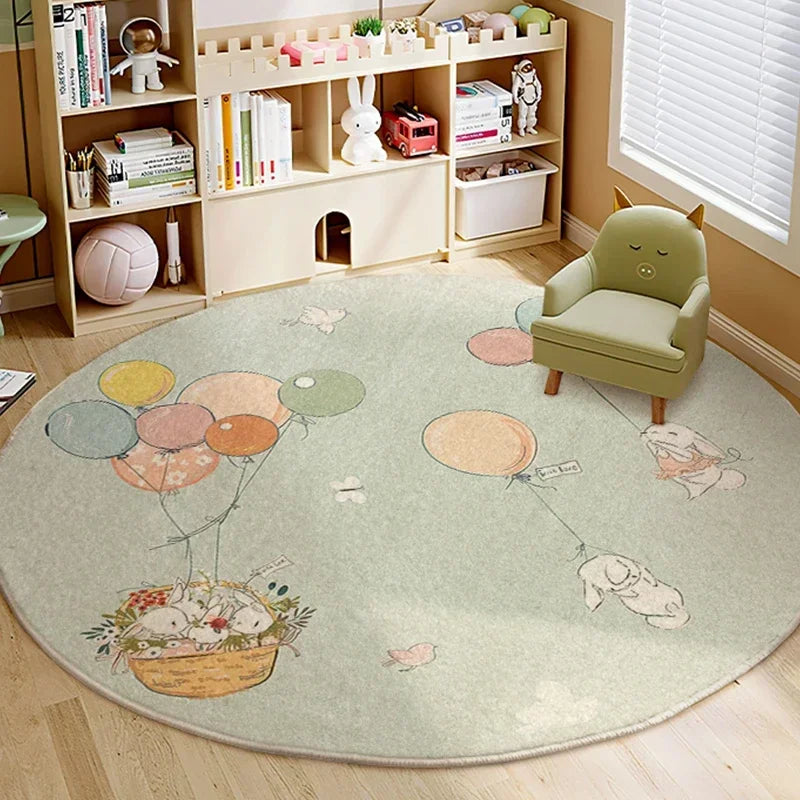 Cartoon Lion Round Plush Area Rug