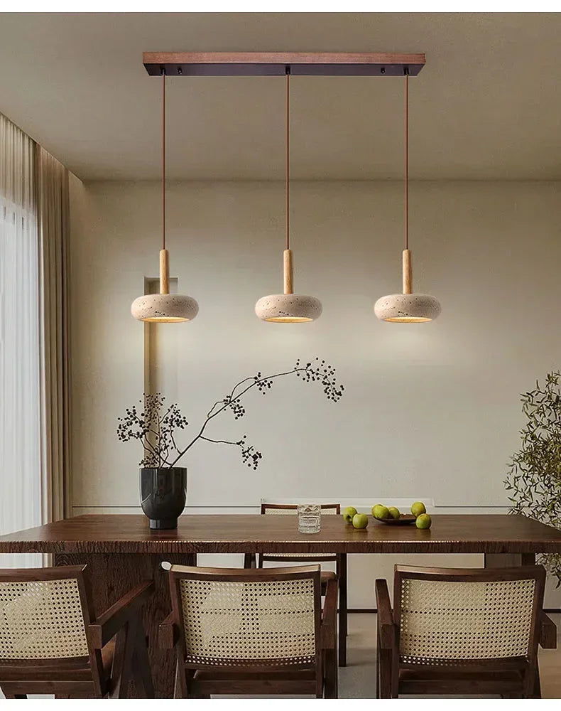 Wabi-Sabi Circular Stone Pendant Light