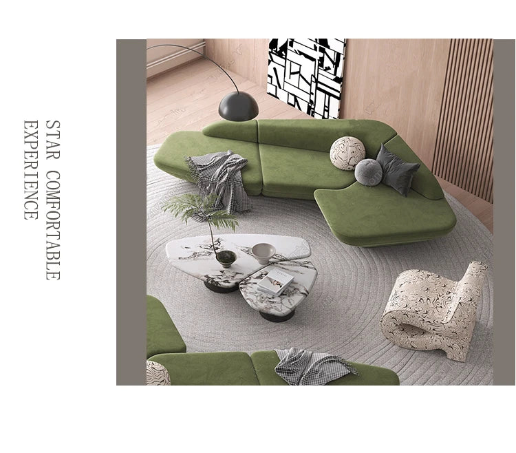 Modern Curved Lounge Sofa & Side Table Collection