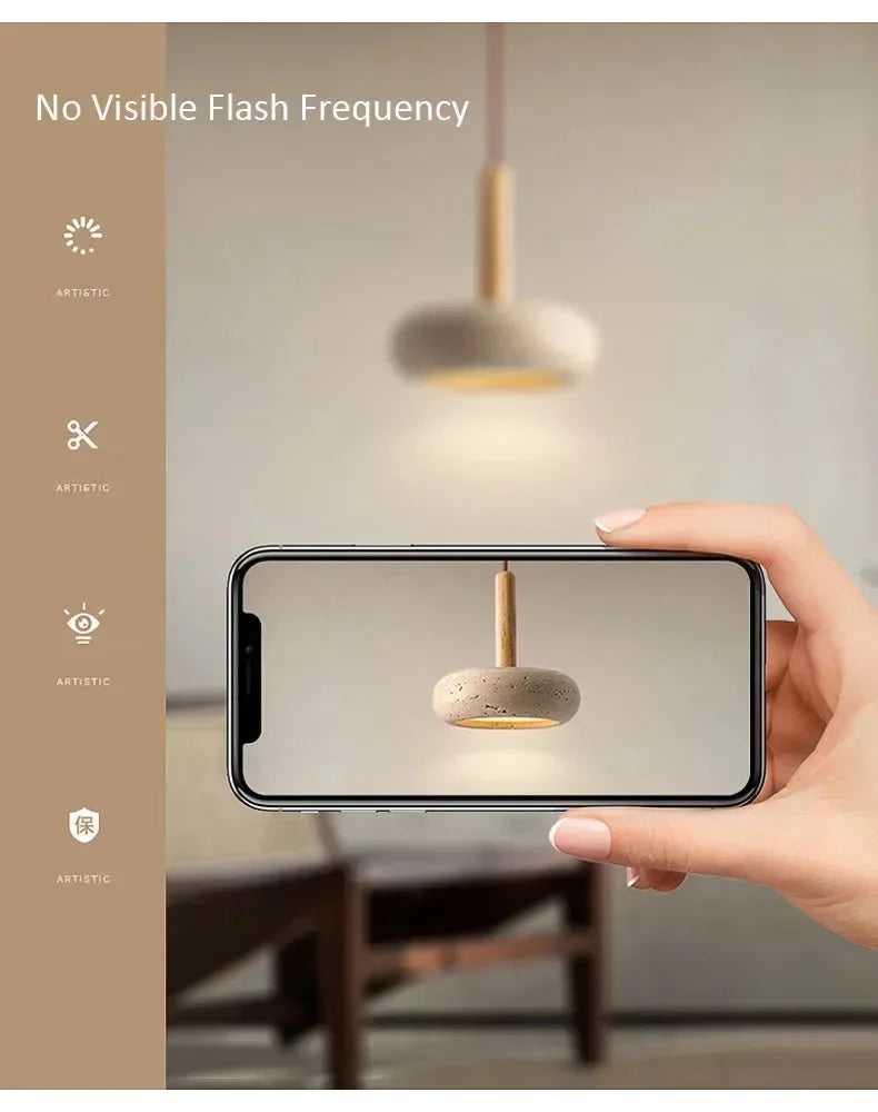 Wabi-Sabi Circular Stone Pendant Light