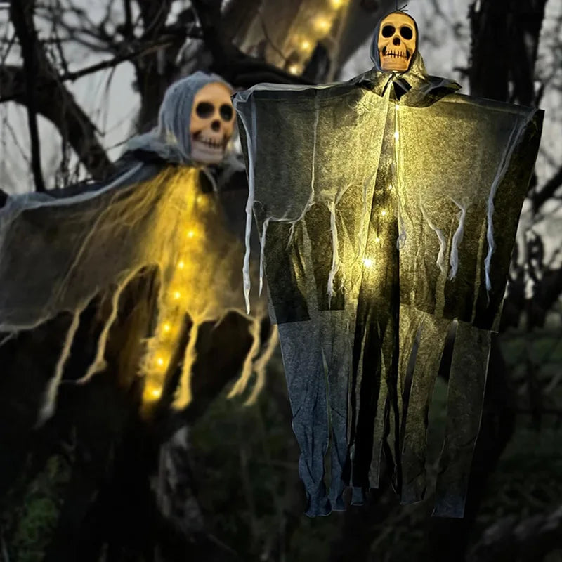 Glowing Skull Hanging Ghost Halloween Decoration