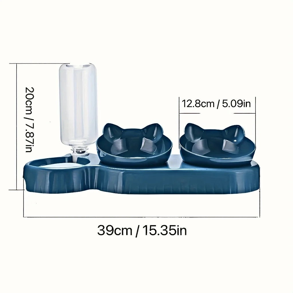 3-in-1 Cat Bowl & Gravity Water Feeder Set