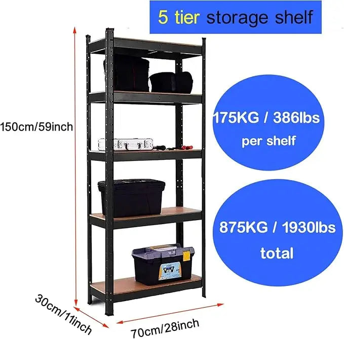 5-Tier Heavy-Duty Adjustable Storage Shelving