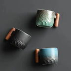 Handmade Ceramic Cup with Wooden Handle