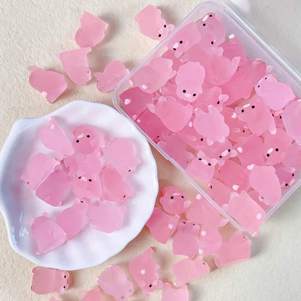 Glow-in-the-Dark Mini Pig Figurines