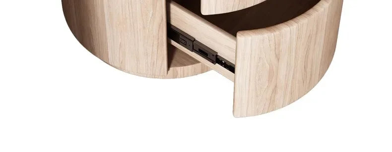 Round Solid Pine Wood Nightstand