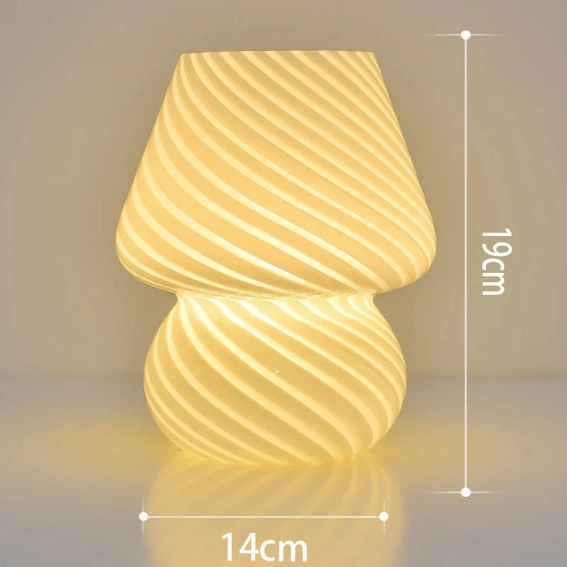 Glass Striped Mushroom Lamp